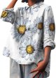 Womens Cotton Tops Workout Tops Women,Womens Button down Shirts Cotton Shirts Lapel Neck Floral Tops with Pocket