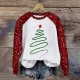 Women's Christmas Tree Themed Printed Pullover Top With Shoulder Sleeve Hoodie Medium Hoodie Women