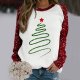 Women's Christmas Tree Themed Printed Pullover Top With Shoulder Sleeve Hoodie Medium Hoodie Women