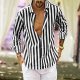 Shirts Button Lapel Shirt Long Sleeved Striped Casual Men's Men Shirts Exercise Pack