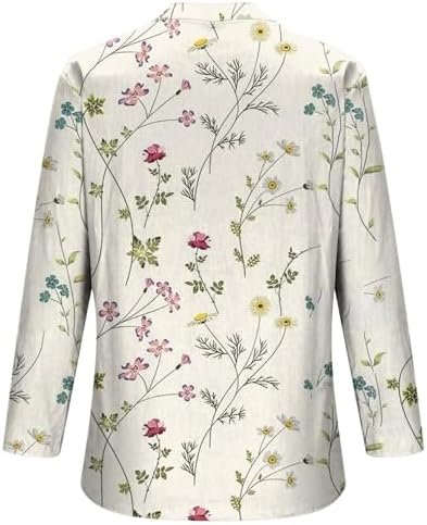 Women Autumn Floral Print Neck Long Sleeve Comfortable Loose Shirt Top Warm Womens Shirt