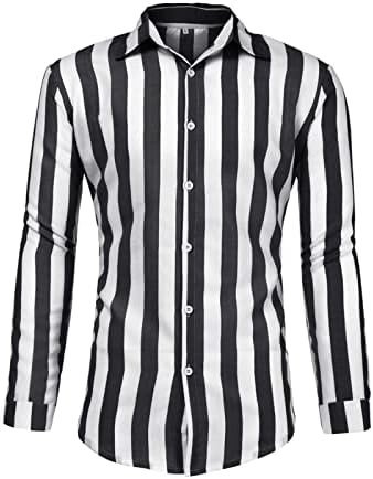 Shirts Button Lapel Shirt Long Sleeved Striped Casual Men's Men Shirts Exercise Pack