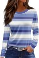 Cute Tops for Women Fall V Neck Tees for Women Fashion Casual Basic Tee Striped Print Loose Soft Regular Top