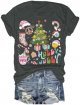 Women's Christmas Print Loose Fit T Shirt Festive Short Sleeve Top Women's Athletic Shirts & Tees