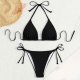 Bikini Swimsuit for Women Black Brazilian String Bikinis Bathing Suit Triangle Top Bathing Suits Swimsuits Long