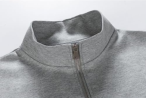 Men's Loose Fit Midweight Quarter Zip Mock Neck Sweatshirt Pocket round