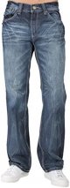 Men's Relaxed Straight Premium Denim Jeans with Handcrafted Wash & Whiskering in Basic 5-Pocket Style