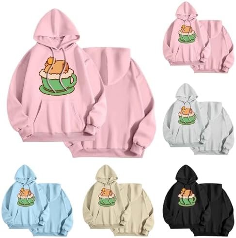 Women'S Fashion Hoodies Sweatshirts Long Sleeve Drawstring Hoodies Print Oversized Fall Tops Womens Pullover