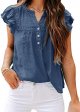 Women's V Neck Lace Crochet Shirts Button Down Short Sleeve Casual Blouse Tops