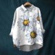 Womens Cotton Tops Workout Tops Women,Womens Button down Shirts Cotton Shirts Lapel Neck Floral Tops with Pocket