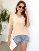 Womens Summer V Neck T Shirts Swiss Dot Puff Sleeve Tops Dressy Casual Shirts Blouses