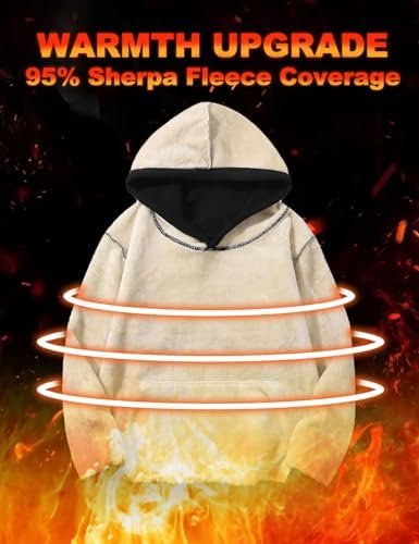 Men's Casual Sherpa Lined Hoodie Winter Warm Pullover Hooded Sweatshirt