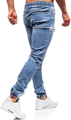 Leg Men's Pants Plus-Size Street Pure Colour Jeans with Zipper Pocket Jean Trouser Solid Fashion Jeans Men Straight