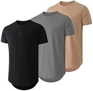 Mens 3 Pack T-Shirt Cotton Longline Classic Top